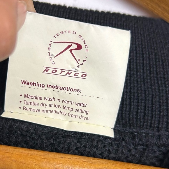 VTG Rothco Sweater Mechanic Men Black L Knit Elbow patch Longline Old Money Army - Picture 12 of 16